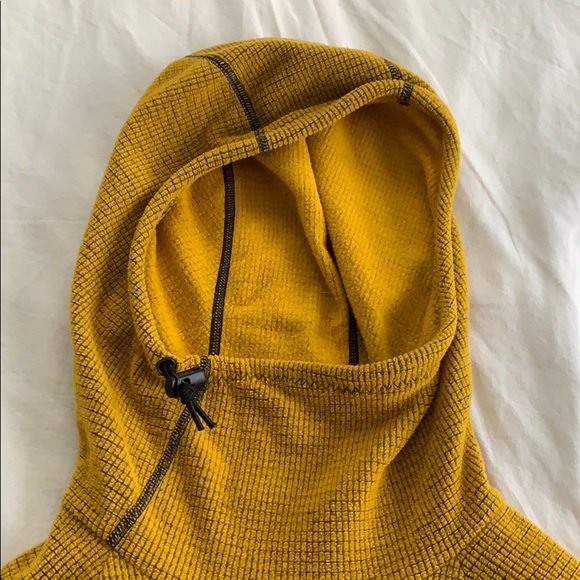 Mustard yellow Melanzana micro grid hoodie - Picture 4 of 4